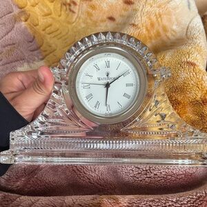 Waterford Clear Crystal Mantel Clock with White Dial